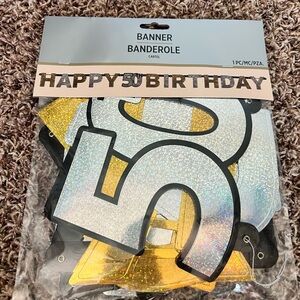Gold and Silver Birthday Banner